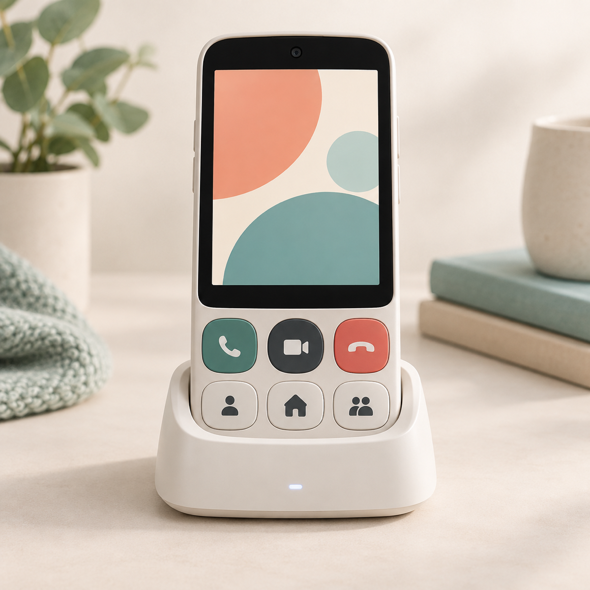 Family video-call handset on its charging cradle