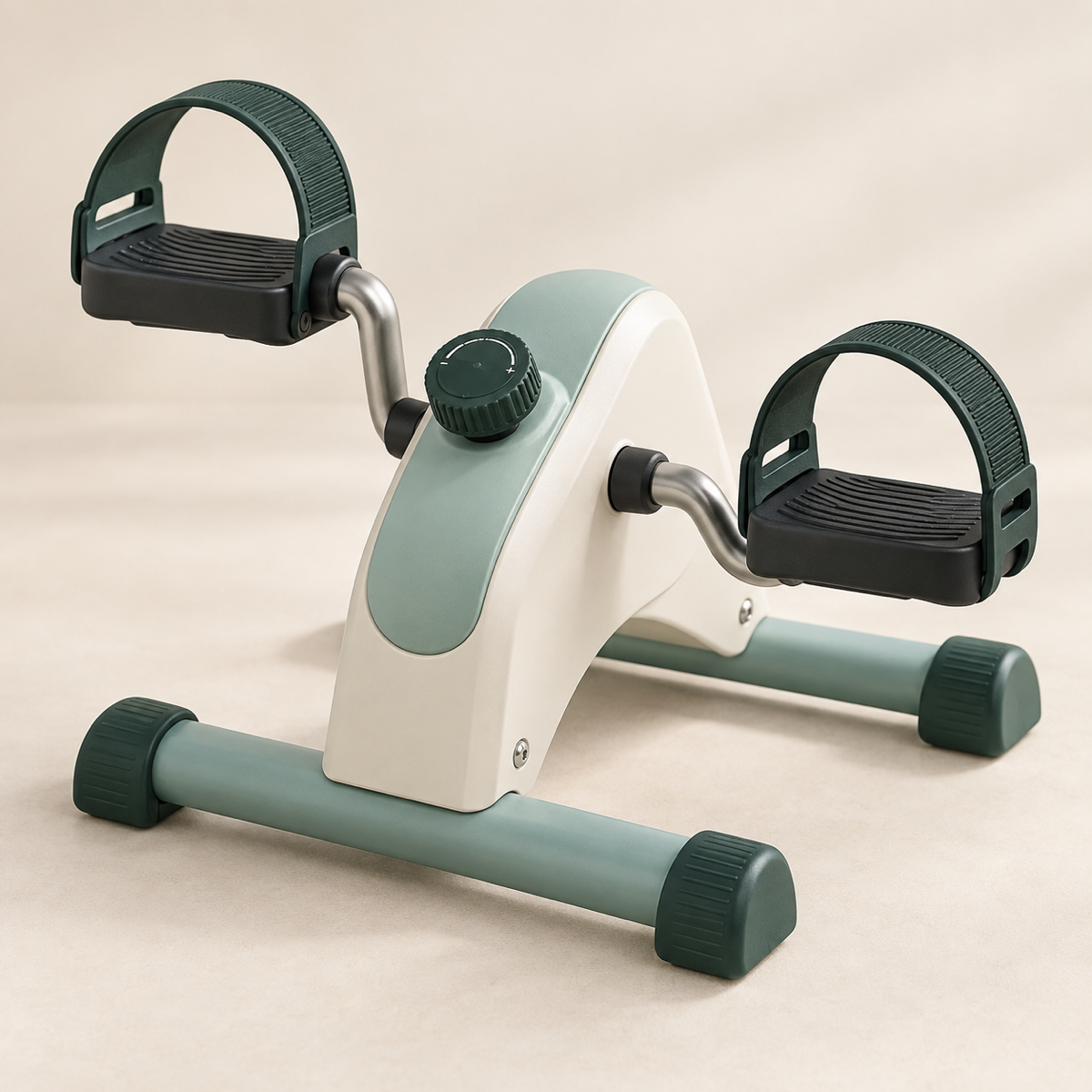 Seated movement pedals beside a comfortable chair